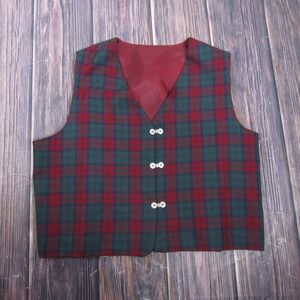 Suit Vest Mens L Green Plaid Wool Tweed‎ Belted 3 Piece Scotland Formal Wedding
